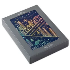Hallmark Sparkling Homes At Night Boxed Christmas Cards, Pack Of 16