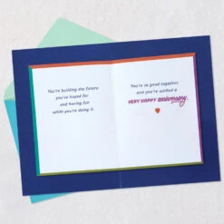 Hallmark Winning At Married Life Anniversary Card For Couple -Hallmark Gift Shop Modern Rainbow Lettering on Navy Anniversary Card 659AVY3284 04
