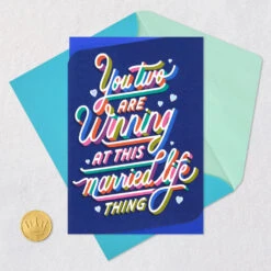 Hallmark Winning At Married Life Anniversary Card For Couple -Hallmark Gift Shop Modern Rainbow Lettering on Navy Anniversary Card 659AVY3284 06
