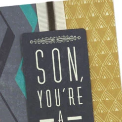Hallmark Good Man, Great Son Birthday Card For Son -Hallmark Gift Shop Modern Teal and Orange Birthday Card for Son 799MAN4453 05