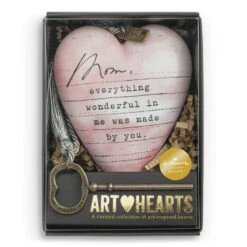 Demdaco Mom Dear You Art Heart Sculpture, 3.5" -Hallmark Gift Shop Mom Dear You Art Heart Sculpture With Tassel and Key 1008000003 03