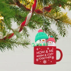 Hallmark Mom & Me Hot Cocoa Mug 2023 Ornament -Hallmark Gift Shop Mom Me Snowmen in Mug Keepsake Ornament 1599QGO2577 02