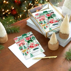 Hallmark Merry Christmas Everywhere Boxed Christmas Cards, Pack Of 8 -Hallmark Gift Shop Multipanel City Homes Boxed Christmas Cards Pack 1XPX2716 10