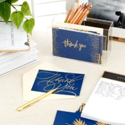 Hallmark Bulk Navy And Gold Assorted Blank Thank-You Notes, Box Of 120 -Hallmark Gift Shop Navy and Gold Assorted Blank ThankYou Notes Bulk Pack 5STZ1064 07