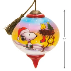 Peanuts® Ne'Qwa Art® Snoopy And Woodstock Hand-Painted Glass Hallmark Ornament -Hallmark Gift Shop NeQwa Art Snoopy and Woodstock Christmas Ornament 3HCM3811 04