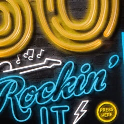 Hallmark Keep On Rockin' It Musical Light-Up 50th Birthday Card -Hallmark Gift Shop Neon Lightning Musical LightUp 50th Birthday Card 959ARH1384 04