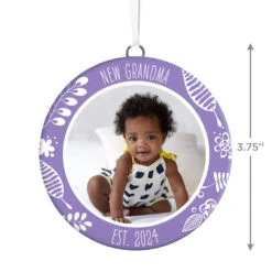 Hallmark New Grandma Personalized Text And Photo Ceramic Ornament -Hallmark Gift Shop New Grandma Personalized Round Ceramic Ornament 1999QHE1711B29 03