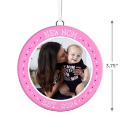 Hallmark New Mom Personalized Text And Photo Ceramic Ornament -Hallmark Gift Shop New Mom Personalized Round Ceramic Ornament 1999QHE1711B27 03