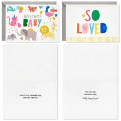 Hallmark Welcome Baby Assorted New Baby Cards, Pack Of 16 -Hallmark Gift Shop Newborn Congratulations Pastel New Baby Cards Pack 5STZ1317 03
