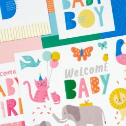 Hallmark Welcome Baby Assorted New Baby Cards, Pack Of 16 -Hallmark Gift Shop Newborn Congratulations Pastel New Baby Cards Pack 5STZ1317 04
