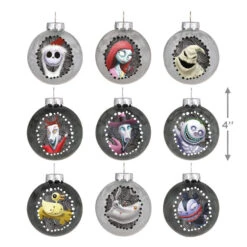 Hallmark Disney Tim Burton's The Nightmare Before Christmas Halloween Town Glass Ornaments, Set Of 9 -Hallmark Gift Shop Nightmare Before Christmas Glass Ball Keepsake Ornaments 2999QSB6289 03