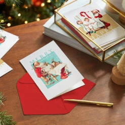 Hallmark Norman Rockwell Artwork Assorted Boxed Christmas Cards, Pack Of 40 -Hallmark Gift Shop Norman Rockwell Childrens Boxed Christmas Cards 5XPX2680 08