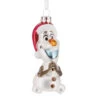 Disney Frozen Holiday Olaf Blown Glass Hallmark Ornament -Hallmark Gift Shop Olaf in Santa Hat Christmas Ornament 3HCM4699 01