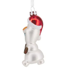 Disney Frozen Holiday Olaf Blown Glass Hallmark Ornament -Hallmark Gift Shop Olaf in Santa Hat Christmas Ornament 3HCM4699 07