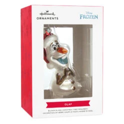 Disney Frozen Holiday Olaf Blown Glass Hallmark Ornament -Hallmark Gift Shop Olaf in Santa Hat Christmas Ornament 3HCM4699 08