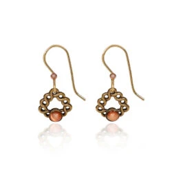 Silver Forest Orange Stone And Gold-Tone Woven Triangle Metal Drop Earrings