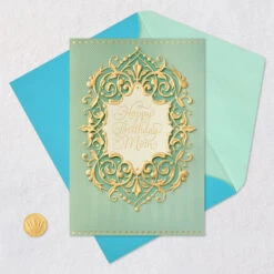 Hallmark All You Are To Our Family Birthday Card For Mom -Hallmark Gift Shop Ornate Gold Frame on Blue Birthday Card for Mom 859FBD4760 06