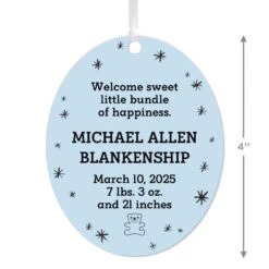 Hallmark Vertical Oval Metal Personalized Ornament, Custom Text -Hallmark Gift Shop Oval Personalized Ornament 1OFM1008B3 04