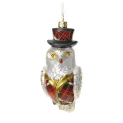 Hallmark Dapper Owl Glass Ornament