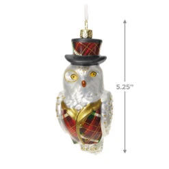 Hallmark Dapper Owl Glass Ornament -Hallmark Gift Shop Owl in Plaid Keepsake Ornament 5QXE3582 04