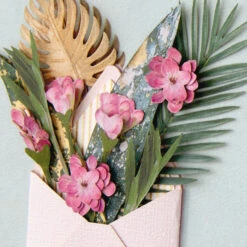 Hallmark Tropical Leaves And Purple Flowers Blank Card -Hallmark Gift Shop Palm and Monstera Leaves with Purple Flowers Blank Card 859LAD4547 03