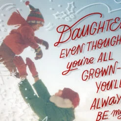 Hallmark You'll Always Be My Little Girl Christmas Card For Daughter -Hallmark Gift Shop Parent and Child Playing in Snow Daughter Christmas Card 659XZH1653 05