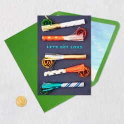 Hallmark Let's Get Loud Birthday Card -Hallmark Gift Shop Party Noisemakers Birthday Card 959LAD4450 05