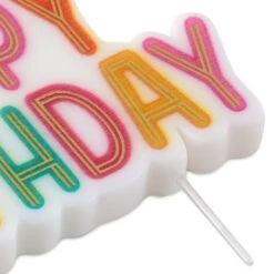 Gold And Pastel Lettering Happy Birthday Candle -Hallmark Gift Shop Pastel and Gold Happy Birthday Cake Candle 3CPP1330 05