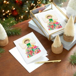 Hallmark UNICEF Floral Angel Boxed Christmas Cards, Pack Of 12 -Hallmark Gift Shop Peaceful Angel UNICEF Boxed Christmas Cards 1URS2327 08