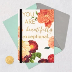 Hallmark Beautifully Exceptional Birthday Card For Her -Hallmark Gift Shop Peach and Burgundy Flowers Birthday Card for Woman 699HBD4873 06