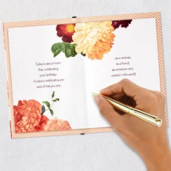 Hallmark Beautifully Exceptional Birthday Card For Her -Hallmark Gift Shop Peach and Burgundy Flowers Birthday Card for Woman 699HBD4873 07