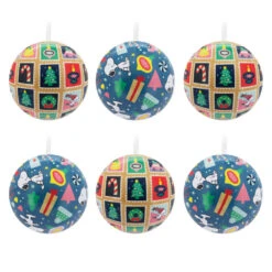 Peanuts® Tin Ball Hallmark Ornaments, Set Of 12 -Hallmark Gift Shop Peanuts Ball Christmas Ornaments 3HCM2445 05