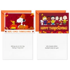 Hallmark Peanuts® Good Wishes Boxed Thanksgiving Cards Assortment, Pack Of 16 -Hallmark Gift Shop Peanuts Gang Assorted Boxed Thanksgiving Cards 5HAA1007 03