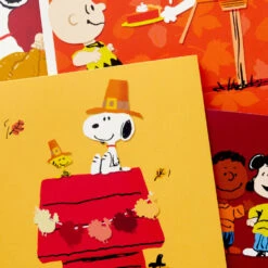 Hallmark Peanuts® Good Wishes Boxed Thanksgiving Cards Assortment, Pack Of 16 -Hallmark Gift Shop Peanuts Gang Assorted Boxed Thanksgiving Cards 5HAA1007 04