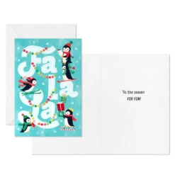 Hallmark Playful Penguins Boxed Christmas Cards, Pack Of 40 -Hallmark Gift Shop Penguin Winter Fun Boxed Christmas Cards Bulk Pack 5XPX1331 03
