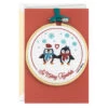 Hallmark So Merry Together Romantic Christmas Card With Ornament -Hallmark Gift Shop Penguins Embroidered Ornament Romantic Christmas Card 959IXC1064 01