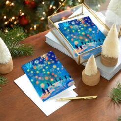 Hallmark UNICEF Winter Lanterns Boxed Holiday Cards, Pack Of 12 -Hallmark Gift Shop People Releasing Lanterns Boxed Holiday Cards 1URS2297 09