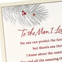 Hallmark To The Man I Love Romantic Christmas Card For Him -Hallmark Gift Shop Pine Boughs and Berries Romantic Christmas Card for Him 699XZH1765 05
