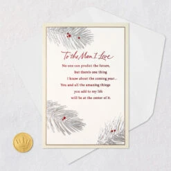 Hallmark To The Man I Love Romantic Christmas Card For Him -Hallmark Gift Shop Pine Boughs and Berries Romantic Christmas Card for Him 699XZH1765 07