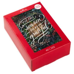 Hallmark Pine Wreath On Wood Plank Door Boxed Christmas Cards, Pack Of 40