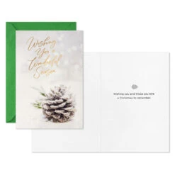 Hallmark Snowy Botanical Boxed Christmas Cards, Pack Of 40 -Hallmark Gift Shop Pinecone and Snow Christmas Cards Bulk Pack 5XPX1349 03