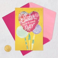 Hallmark Soak Up The Good Vibes Birthday Card For Sister -Hallmark Gift Shop Pink Balloon Birthday Card for Sister 759FBD4847 06