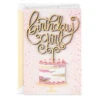 Hallmark Something To Celebrate Birthday Card For Her -Hallmark Gift Shop Pink Cake With Gold Pick Birthday Card 859LAD4844 01