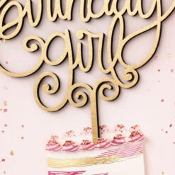 Hallmark Something To Celebrate Birthday Card For Her -Hallmark Gift Shop Pink Cake With Gold Pick Birthday Card 859LAD4844 04