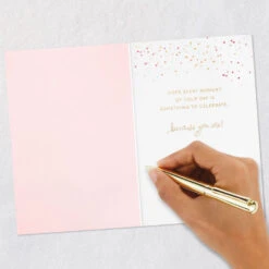 Hallmark Something To Celebrate Birthday Card For Her -Hallmark Gift Shop Pink Cake With Gold Pick Birthday Card 859LAD4844 06