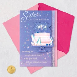 Hallmark You Deserve So Much Birthday Card For Sister -Hallmark Gift Shop Pink Cake on Purple Birthday Card for Sister 759FBD4654 09