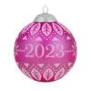 Hallmark Christmas Commemorative 2023 Glass Ball Ornament -Hallmark Gift Shop Pink Glass Ball 2023 Keepsake Ornament 2299QXR8127 01