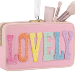 Varsity Makeup Bag Hallmark Ornament -Hallmark Gift Shop Pink Lovely Makeup Bag Ornament 1HGO3611 06