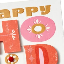 Hallmark Grateful To Celebrate You Holiday Card -Hallmark Gift Shop Pink Red and Gold Mod Lettering Happy Holidays Card 659XZH1289 05