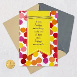 Hallmark The Sum Of Small, Happy Moments Anniversary Card For Couple -Hallmark Gift Shop Pink Yellow Red and Orange Polka Dots Anniversary Card 699AVY3435 05